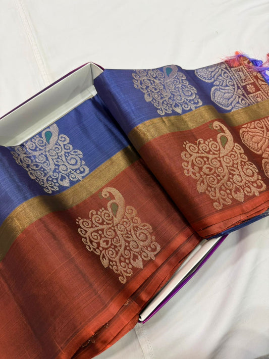 Blue with Red Silk Sarees