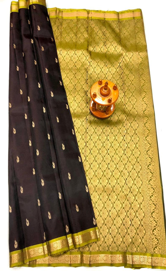 Brown with Gold Laksham Butta Sarees