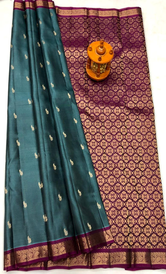 Blue with Golden Laksham Butta Sarees