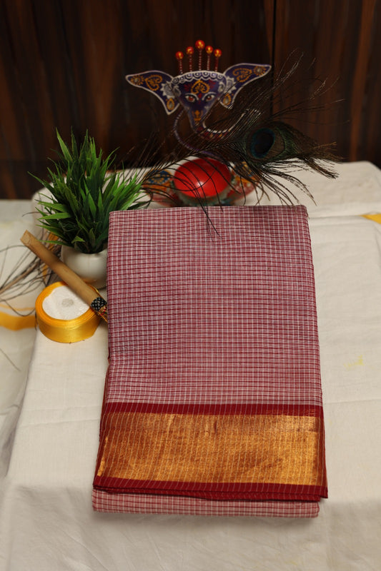 Light Red Premium soft cotton saree