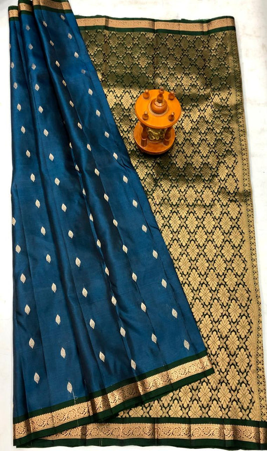 Navy Blue with Golden Laksham Butta Sarees