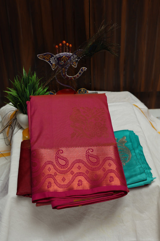 Pink Semi Soft Silk Sarees