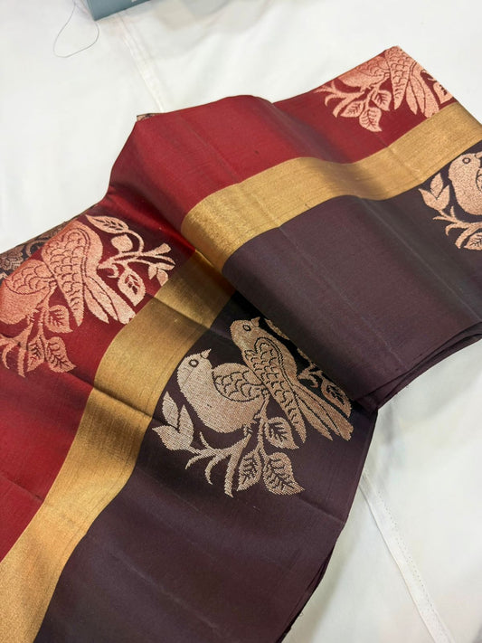 Red with Brown Silk Sarees