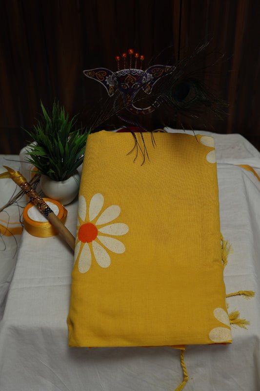 Yellow Khadhi Saree