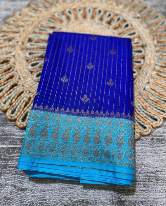 Blue Semi Banarasiii Silk